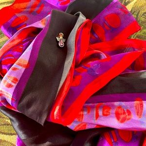 Vintage red hat society scarf with pin